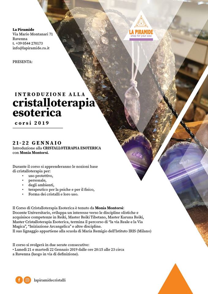 Corso Cristalloterapia Esoterica 21 e 22 gennaio 2019