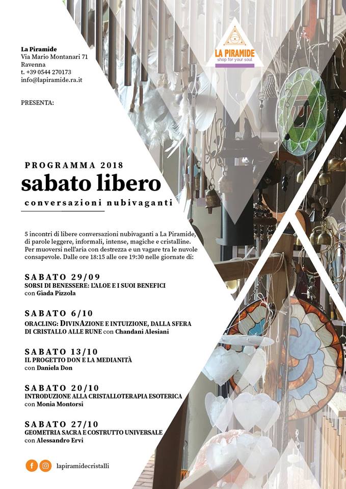 Sabato Libero Eventi La Piramide settembre e ottobre 2018